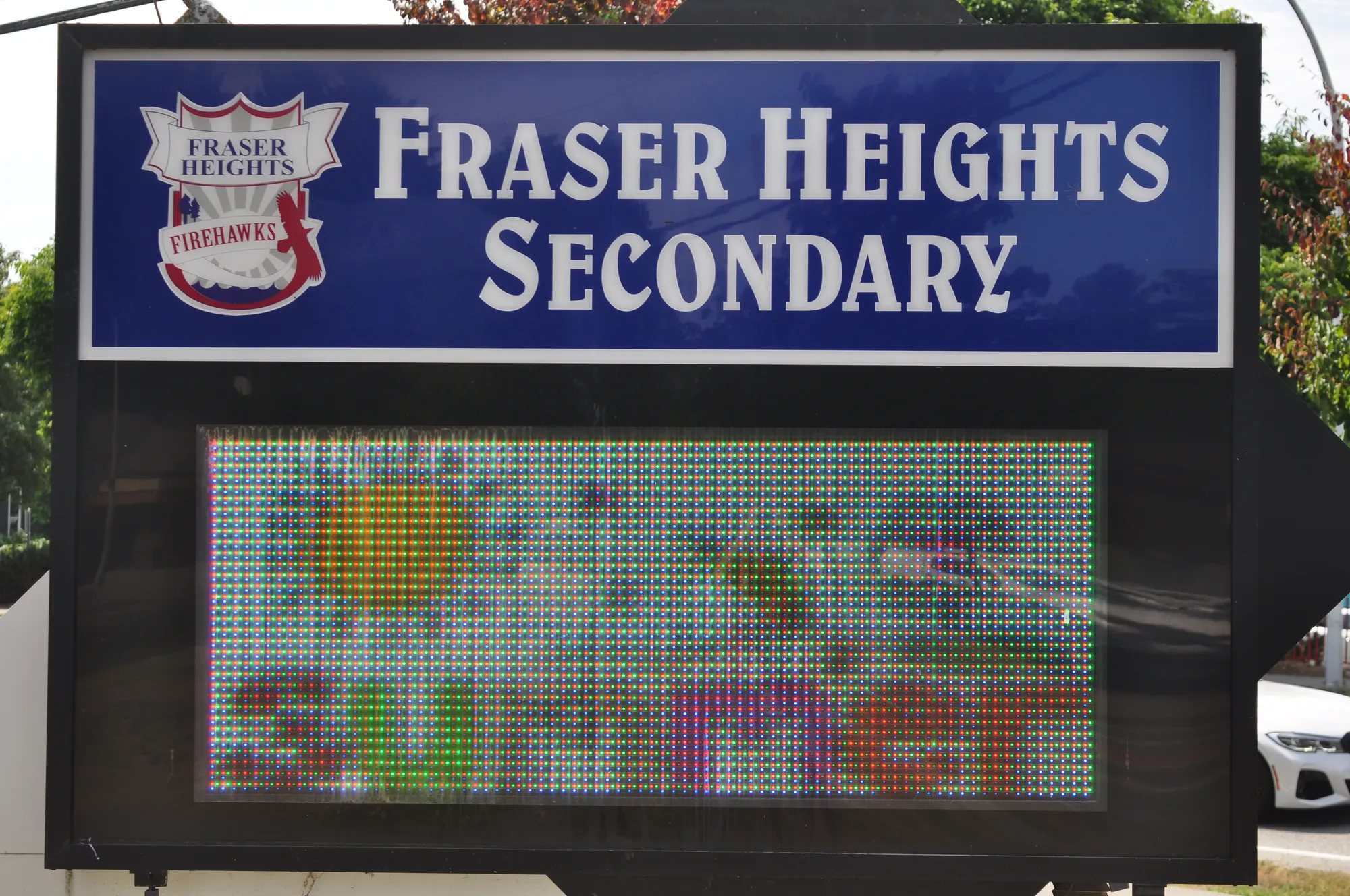 Fraser Heights Secondary LED electronic message board sign in Surrey